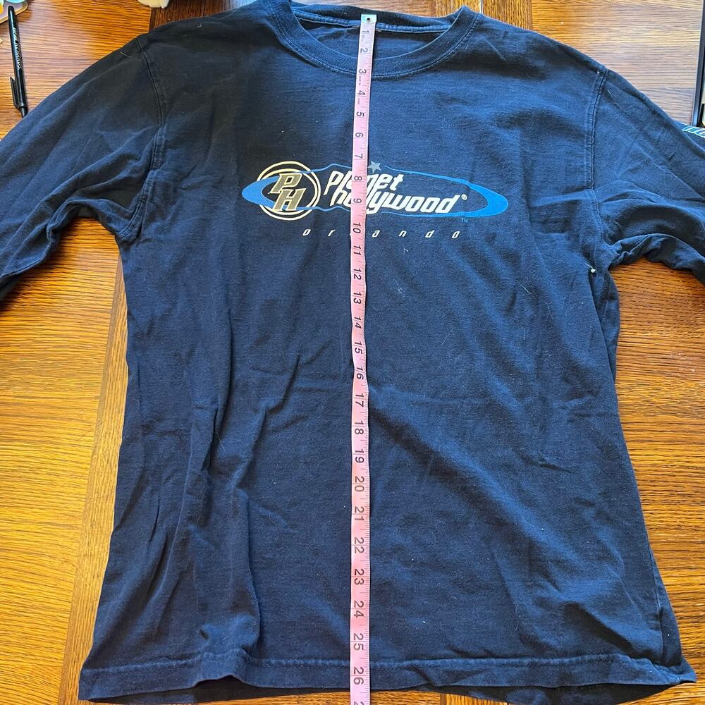 Vintage Planet Hollywood Orlando Long Sleeve Shirt Navy Blue Graphic Tee 90s L - Picture 6 of 7